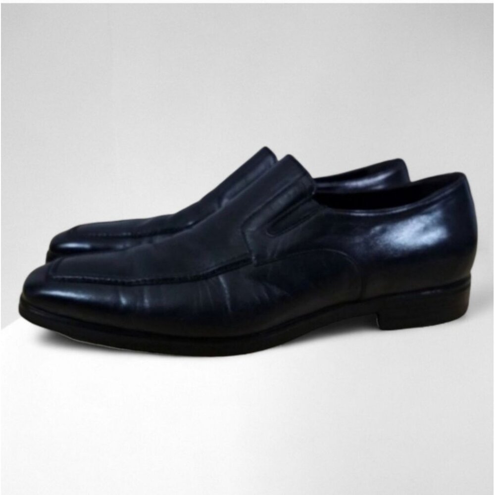 Santoni Loafer Smooth Calf Leather Mens Slip On Black Size 11 Extra Wide